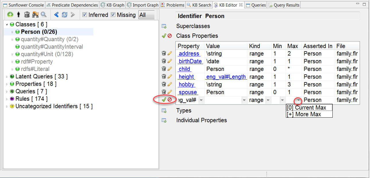 Save, cancel and pull-down menus of **Add a class property to the class**