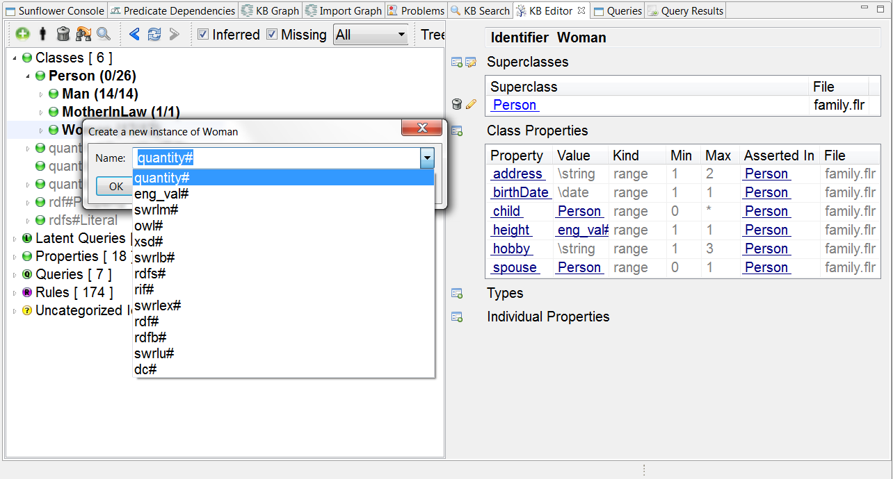 **Create new instance** dialog prompting for name of new individual instance