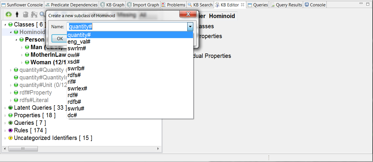 **Create new subclass** dialog prompting user for name of new subclass