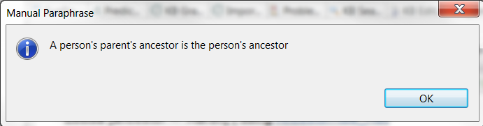 The description property of Ancestor\_Rec is used to manually paraphrase the rule