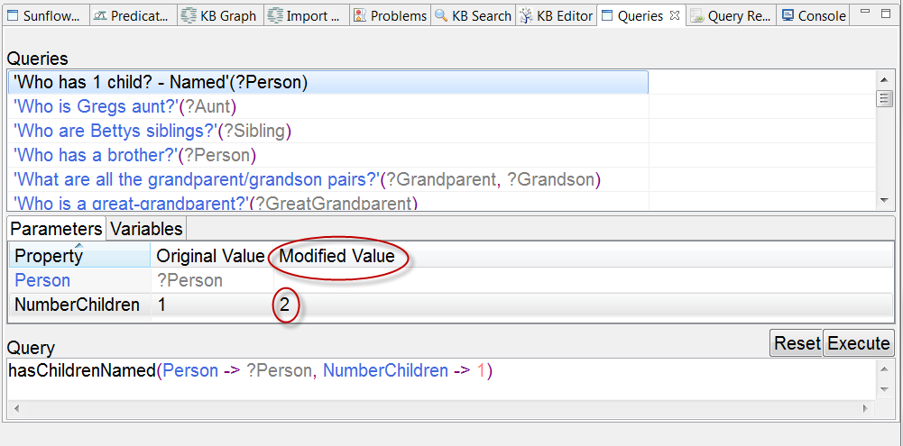 Change parameter value of NumberChildren from 1 to 2