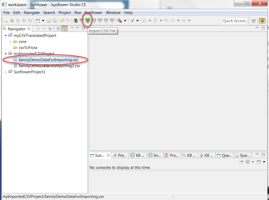 **Import CSV File** button becomes enabled when .csv file is selected