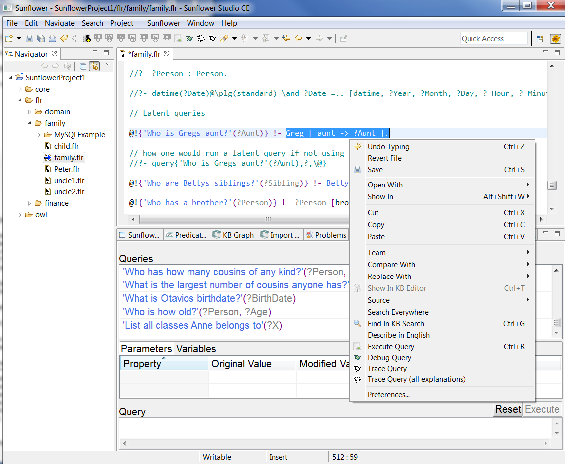 Right-click menu can be used to execute a highlighted query