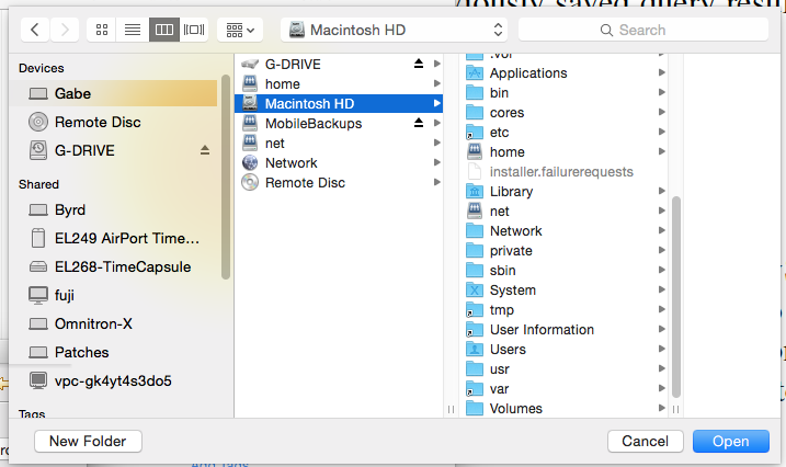Navigate to Macintosh Hard Drive on Mac